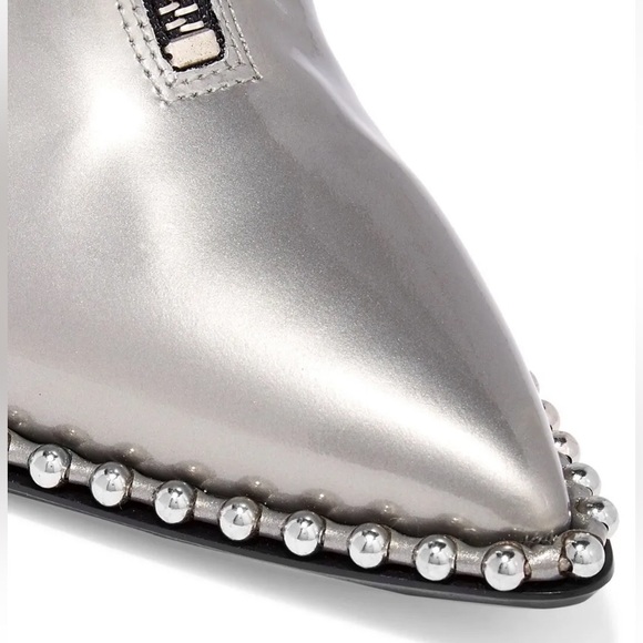 ALEXANDER WANG Eri Studded Metallic patent-leather ankle Boots New - Picture 4 of 13